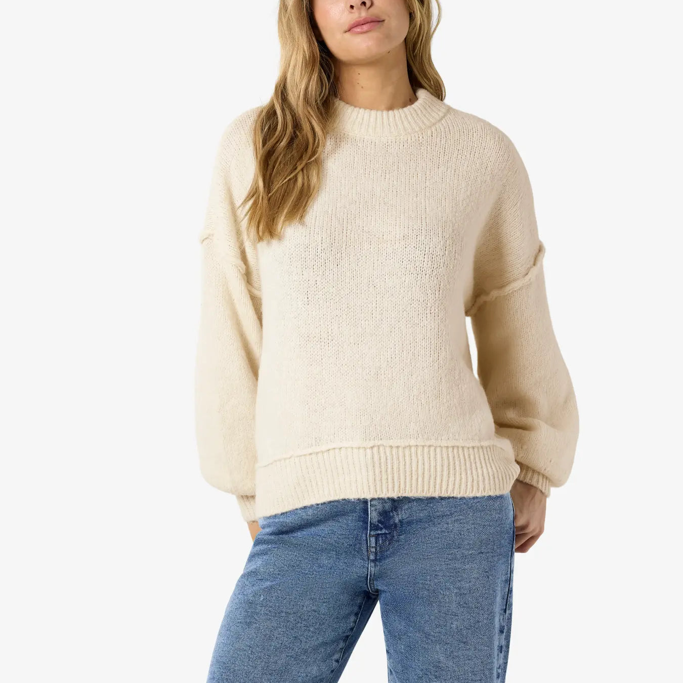 NM LUSIA O NECK KNIT PULLOVER - BIRCH