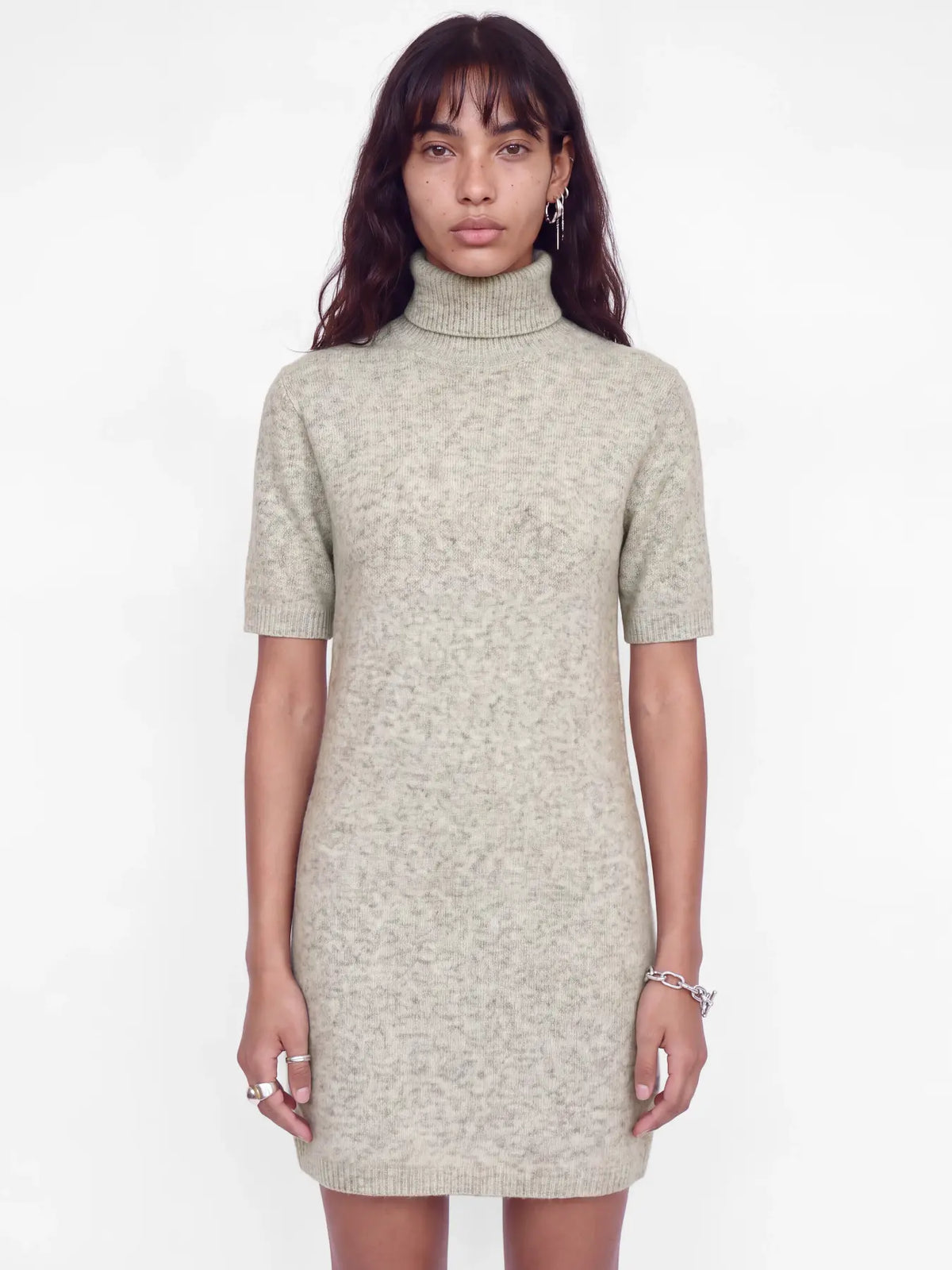 JJXX VALERIA ROLLNECK KNIT DRESS - LIGHT GREY MELANGE