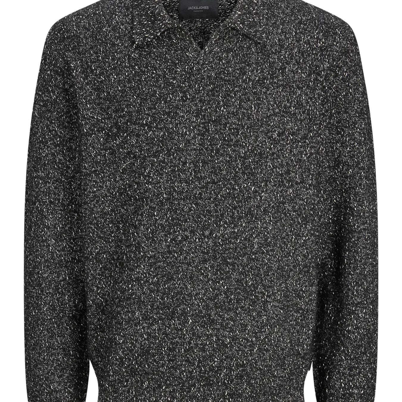 JJ TANNER KNIT SPLIT NECK SWEATER - BLACK MELANGE