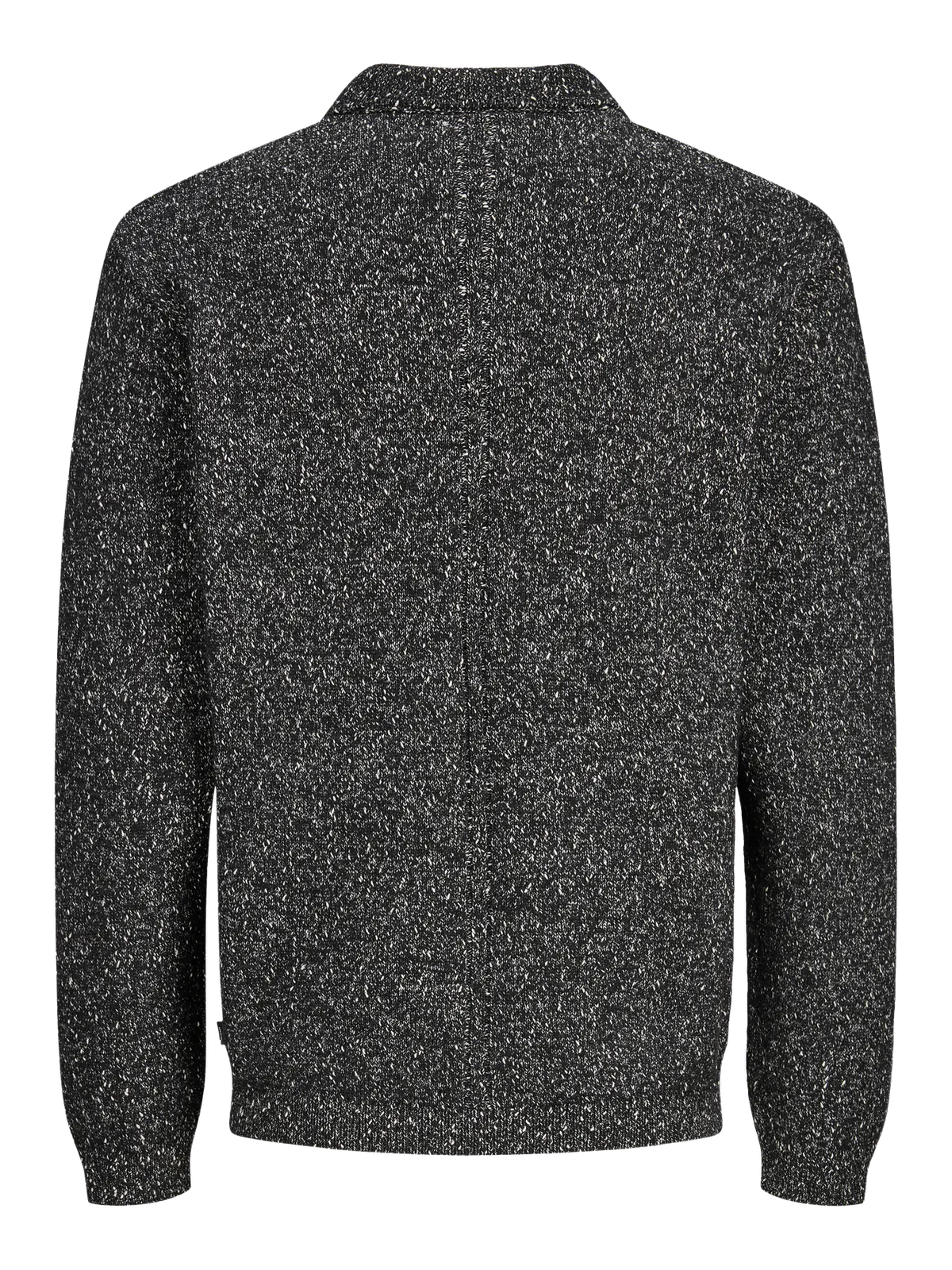 JJ TANNER KNIT SPLIT NECK SWEATER - BLACK MELANGE