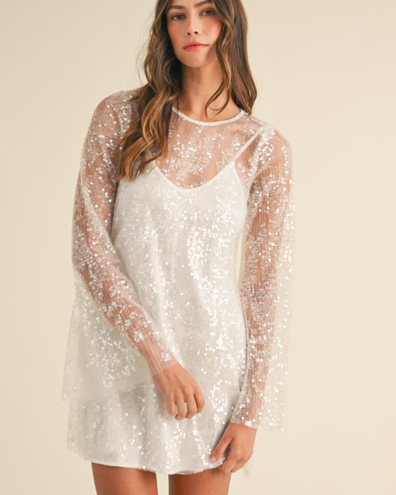 SCARLETT SEQUIN DRESS - OFF WHITE - LAST SIZE S