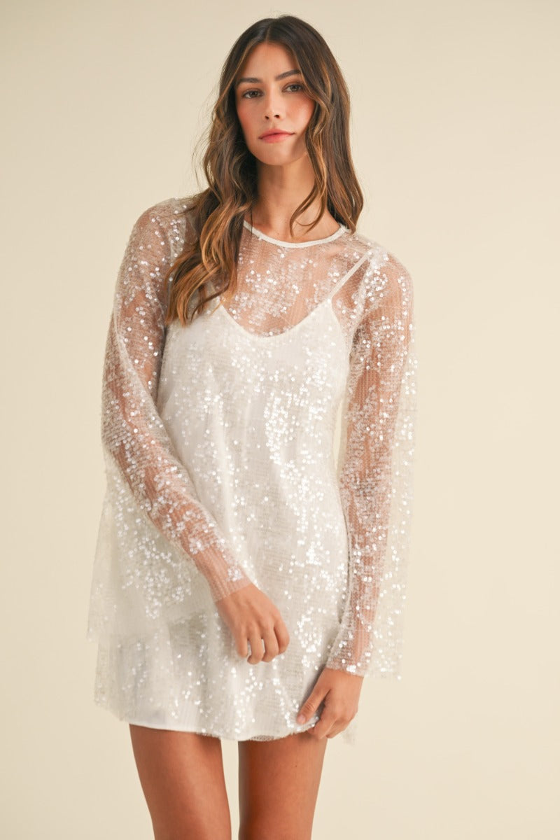 SCARLETT SEQUIN DRESS - OFF WHITE