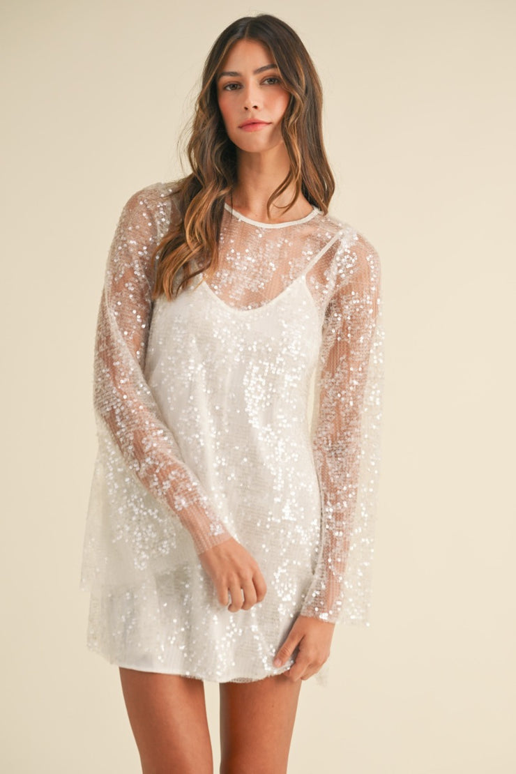 SCARLETT SEQUIN DRESS - OFF WHITE - LAST SIZE S