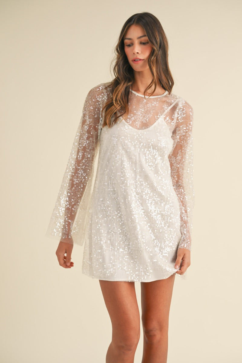 SCARLETT SEQUIN DRESS - OFF WHITE