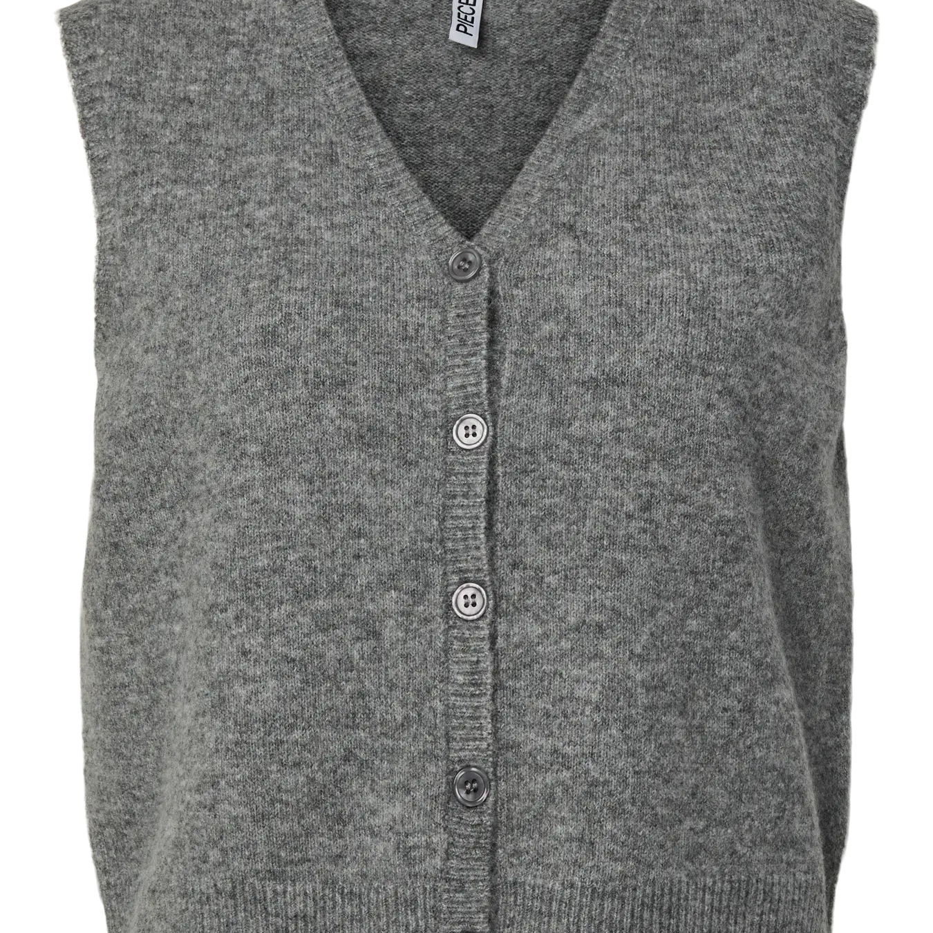 PIECES SALLY V NECK VEST - MEDIUM GREY MELANGE