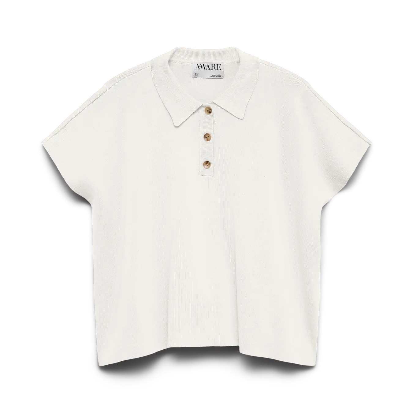 AWARE ALICE KNIT POLO - SNOW WHITE