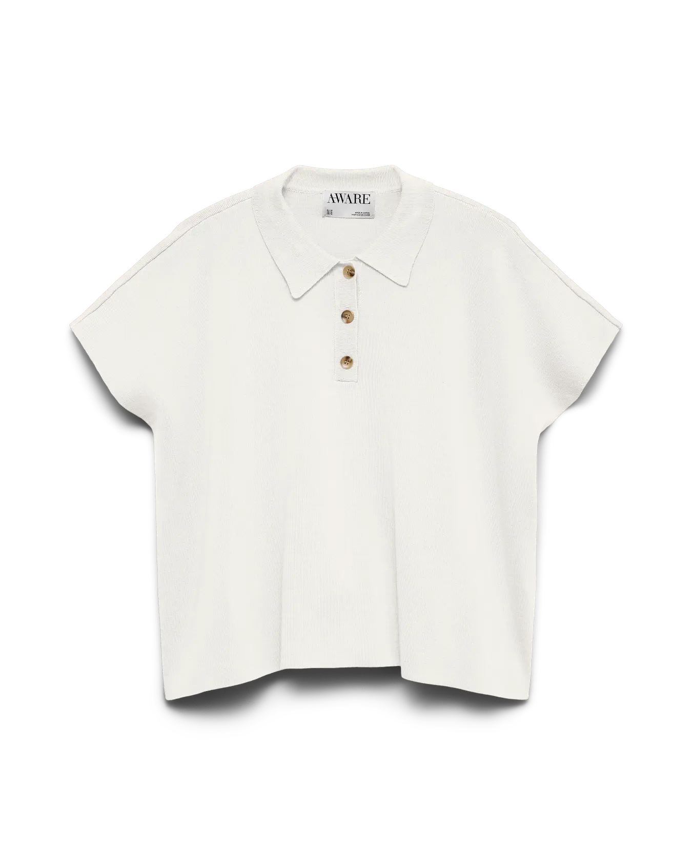 AWARE ALICE KNIT POLO - SNOW WHITE
