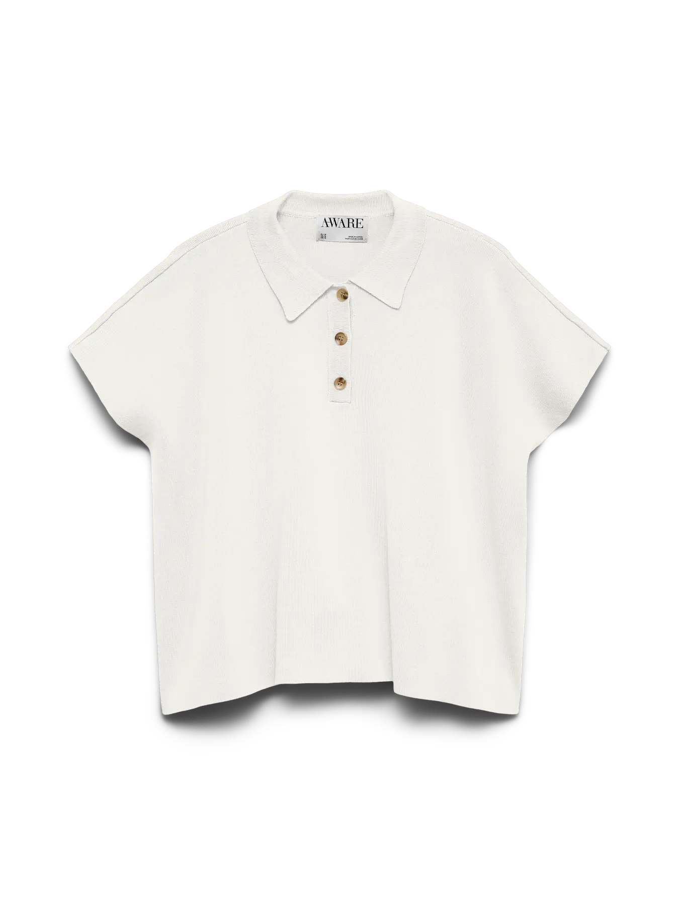 AWARE ALICE KNIT POLO - SNOW WHITE
