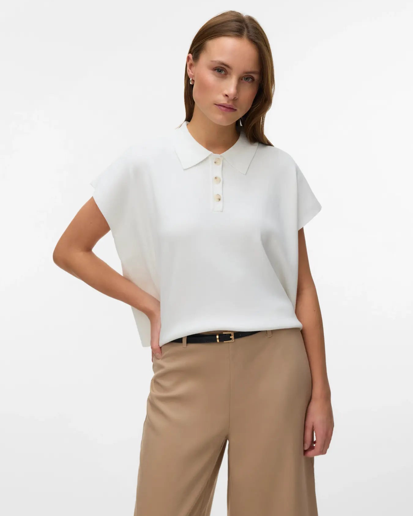 AWARE ALICE KNIT POLO - SNOW WHITE