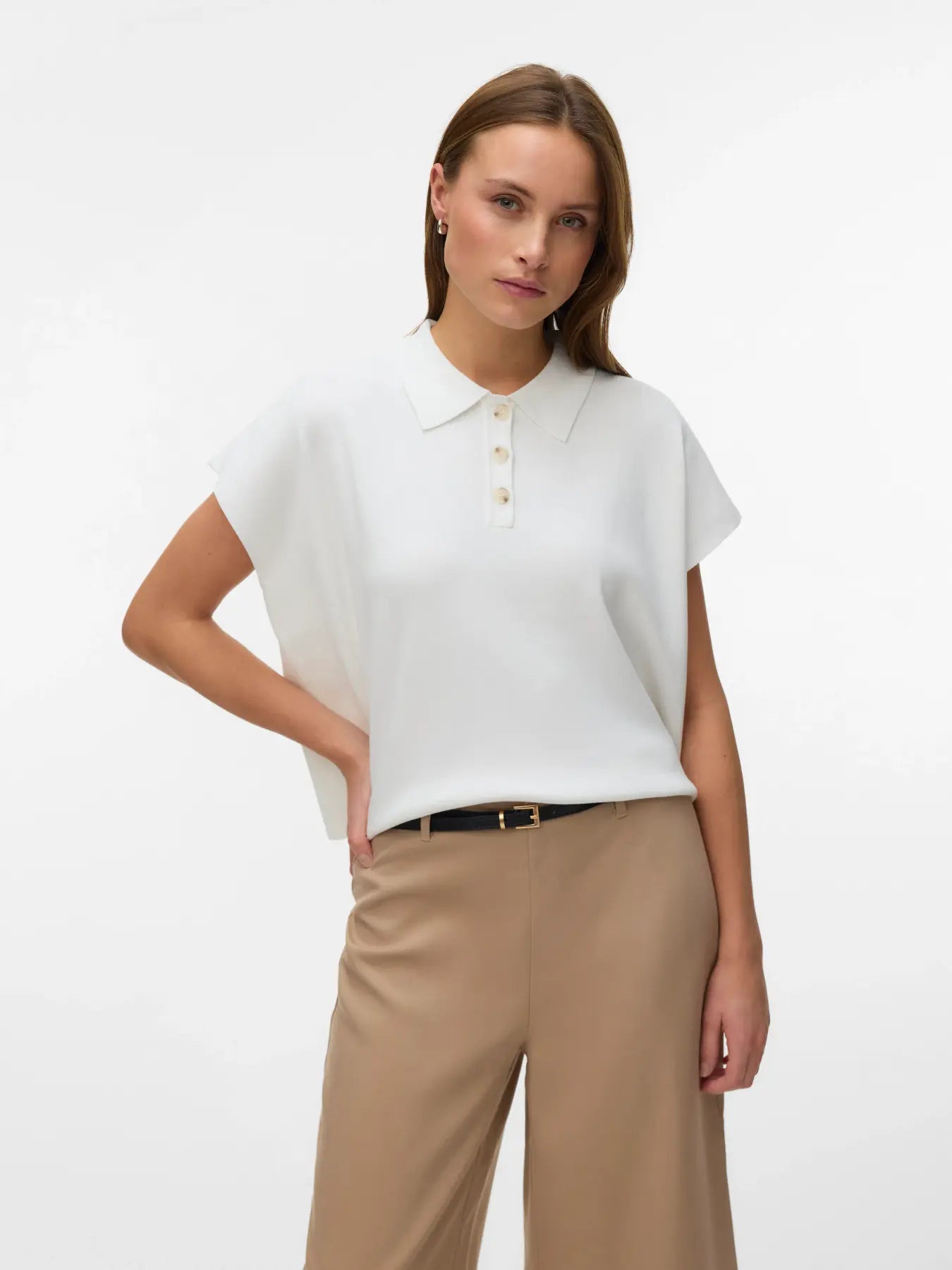 AWARE ALICE KNIT POLO - SNOW WHITE