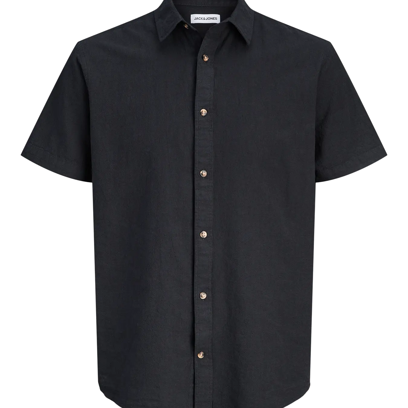 JJ SUMMER LINEN SS BUTTON DOWN - BLACK