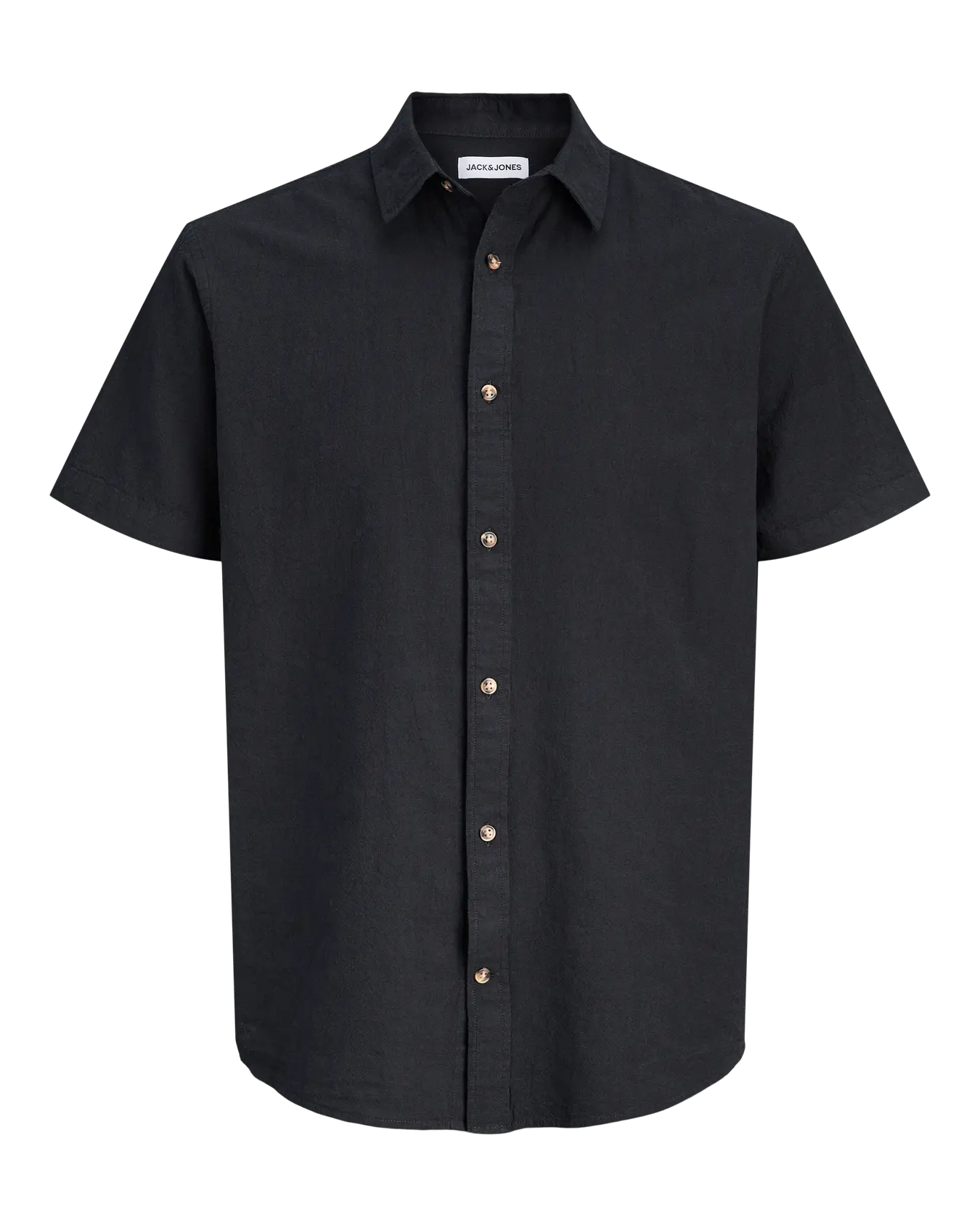 JJ SUMMER LINEN SS BUTTON DOWN - BLACK