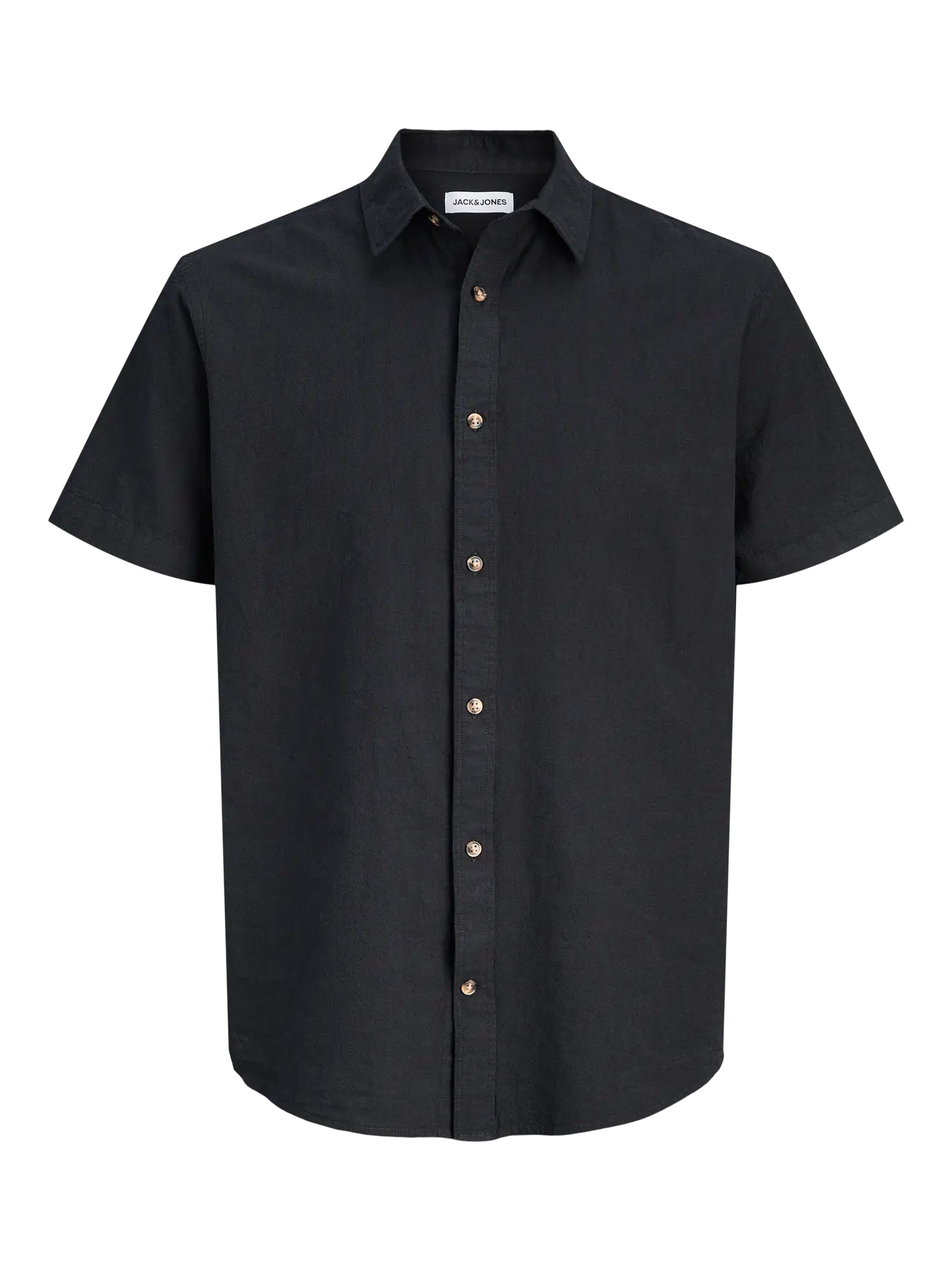 JJ SUMMER LINEN SS BUTTON DOWN - BLACK