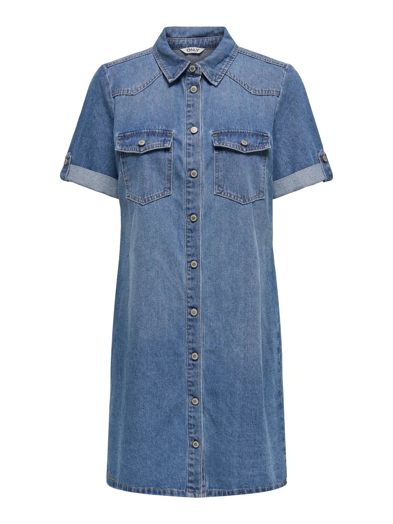 ONLY LISA SS DENIM BUTTON DRESS - MEDIUM BLUE