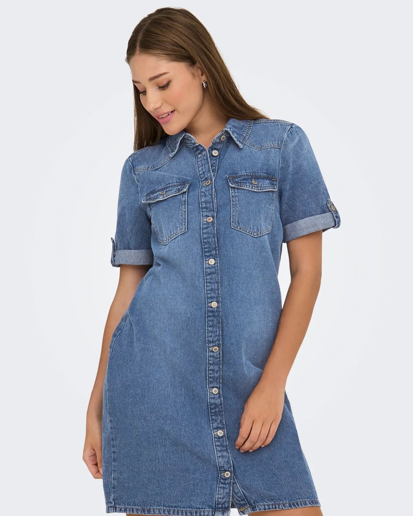 ONLY LISA SS DENIM BUTTON DRESS - MEDIUM BLUE