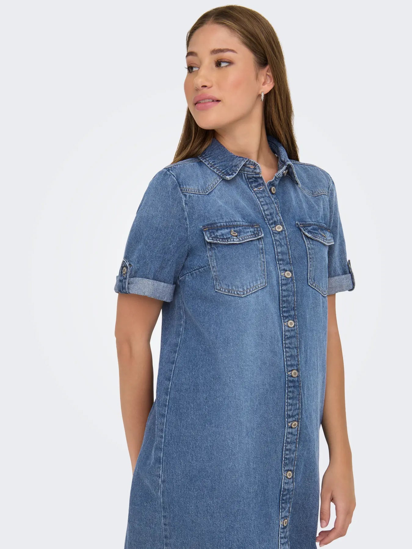 ONLY LISA SS DENIM BUTTON DRESS - MEDIUM BLUE