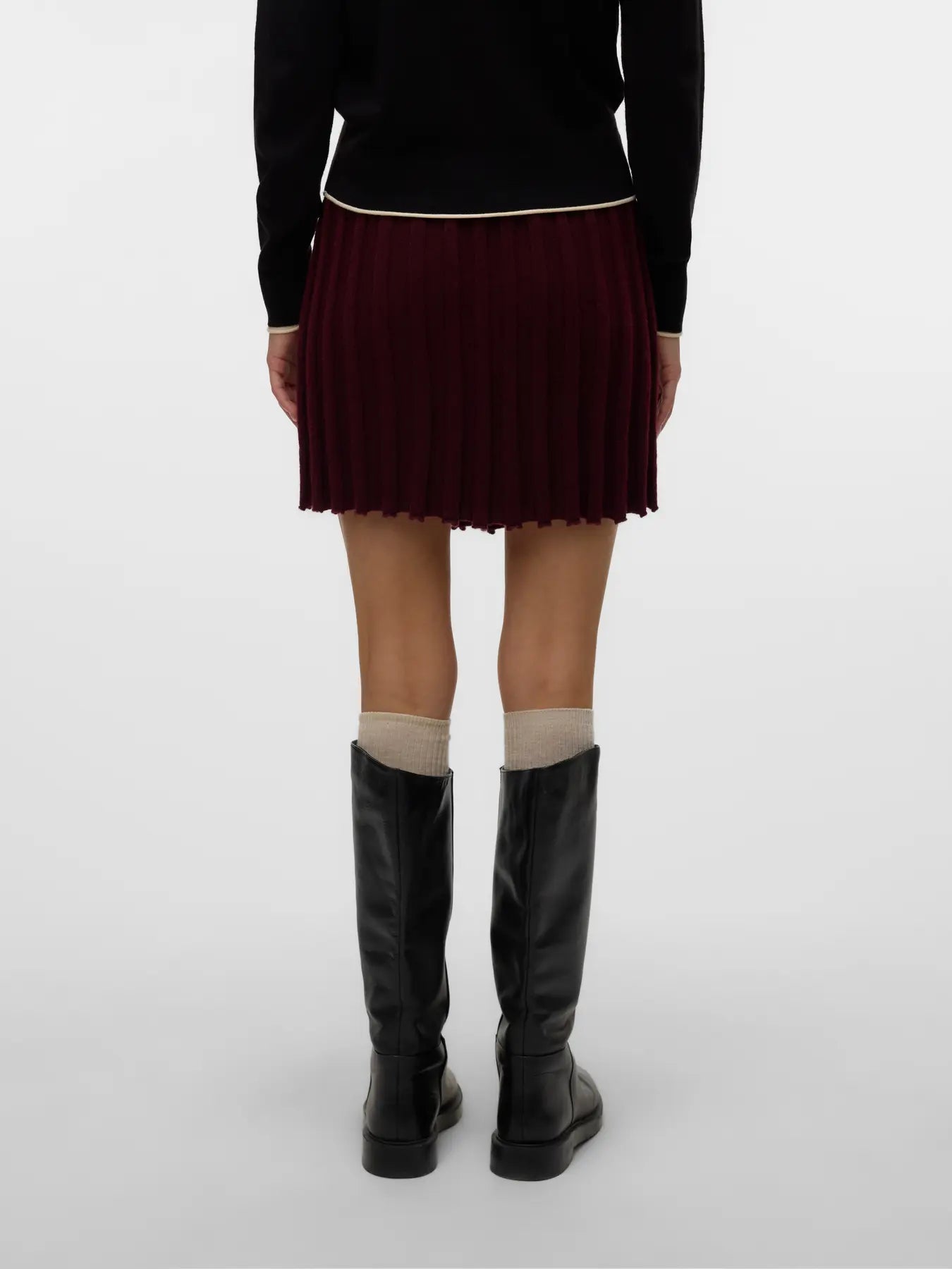 VM MARINA KNIT PLEAT SKIRT - WINETASTING MELANGE