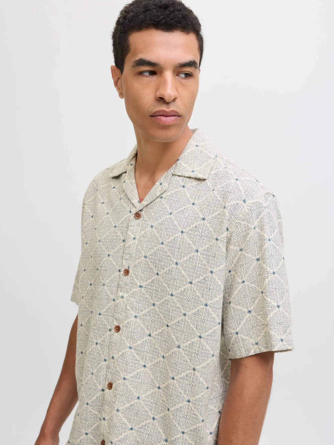 JJ BLUVINCENT PRINT RESORT SHIRT - GOBLIN BLUE