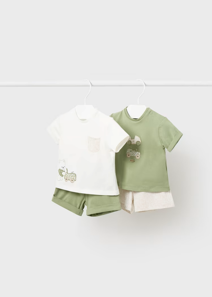 MAYORAL 2PC SHORTS + TEE SET - EUCALYPTUS