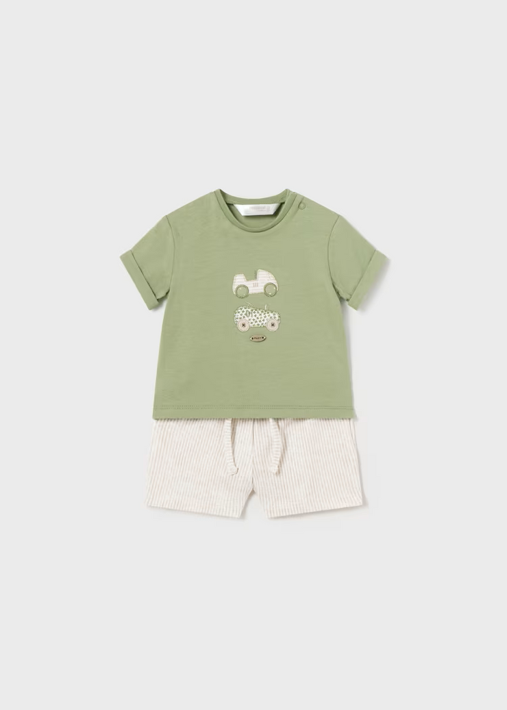 MAYORAL 2PC SHORTS + TEE SET - EUCALYPTUS