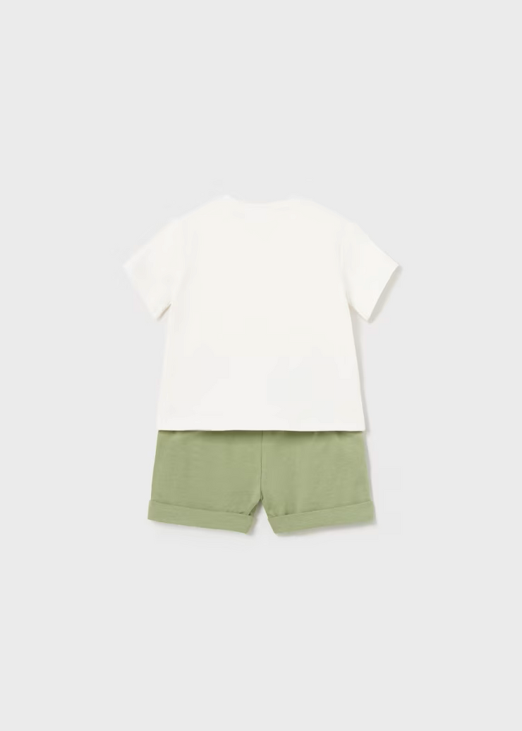 MAYORAL 2PC SHORTS + TEE SET - EUCALYPTUS