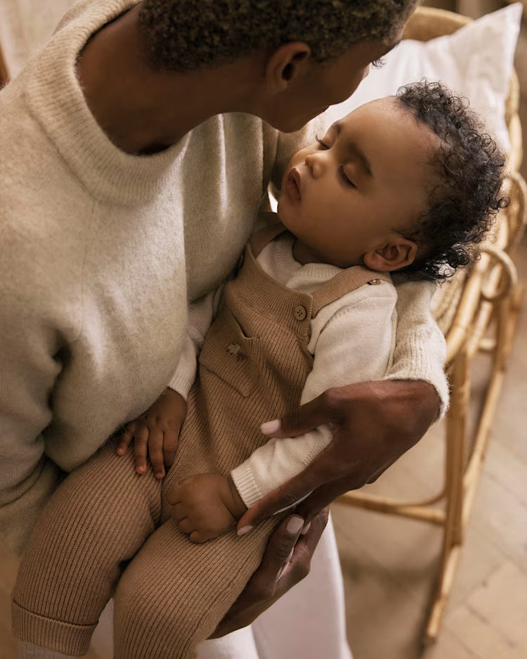 MAYORAL KNIT DUNGAREES - HEATHER TOFFEE