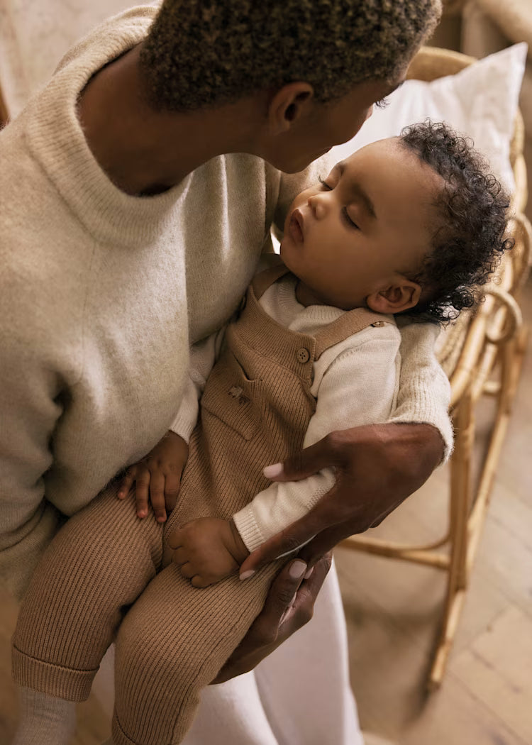 MAYORAL KNIT DUNGAREES - HEATHER TOFFEE