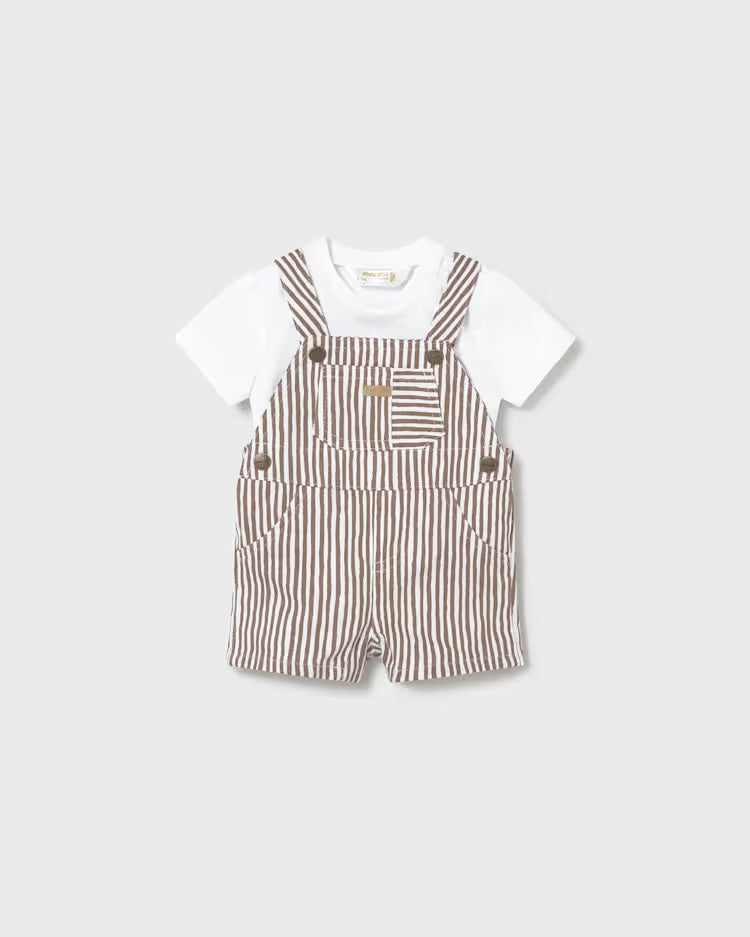 MAYORAL 2PC DUNGAREES SET - COCOA