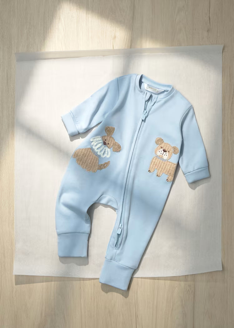 MAYORAL EMBROIDERED ONESIE - SKY BLUE