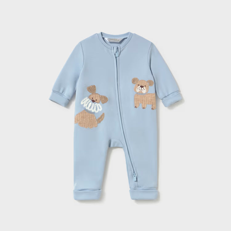 MAYORAL EMBROIDERED ONESIE - SKY BLUE