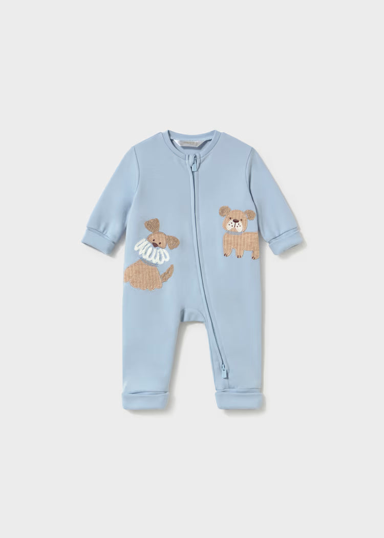 MAYORAL EMBROIDERED ONESIE - SKY BLUE