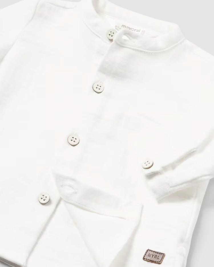 MAYORAL MANDARIN COLLAR SHIRT - NATURAL