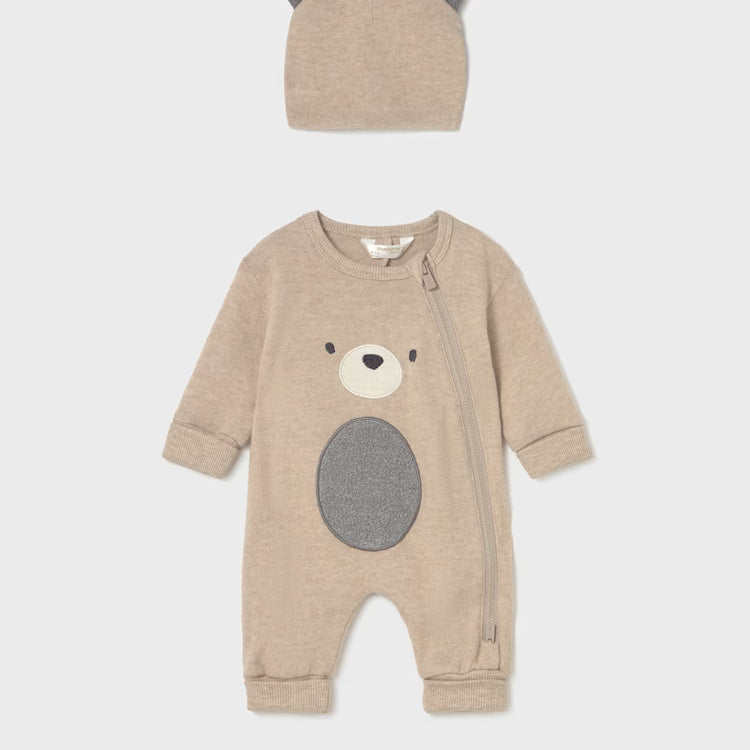 MAYORAL 2PC SLEEPER AND HAT SET - CEREAL HEATHER