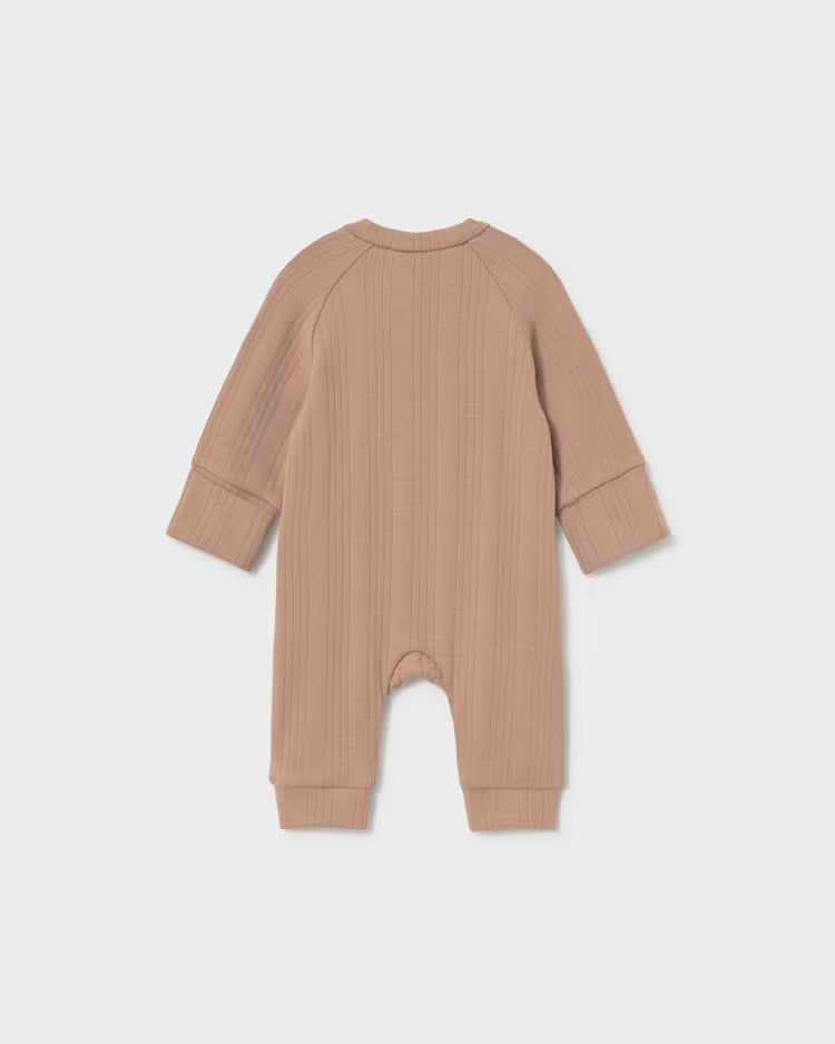 MAYORAL EMBROIDERED ONE PIECE W POCKET - CINNAMON