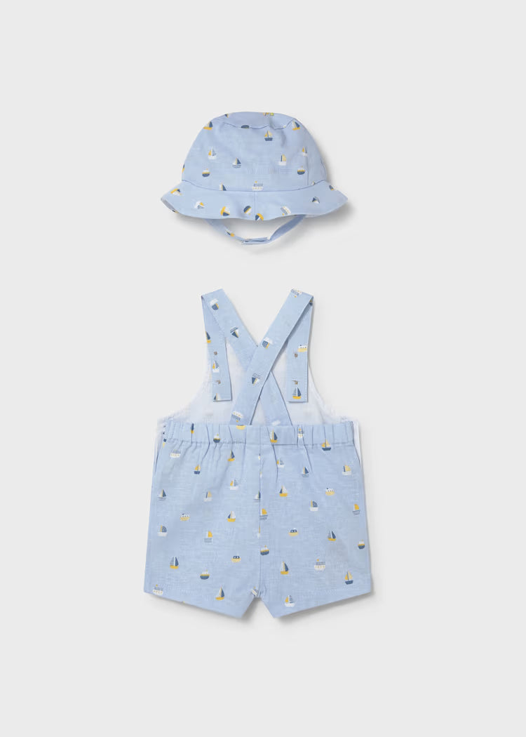 MAYORAL PRINTED DUNGAREES SET - BLUE