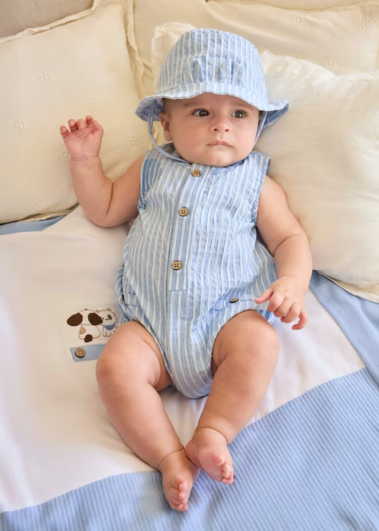 MAYORAL ROMPER + HAT SET - SKY