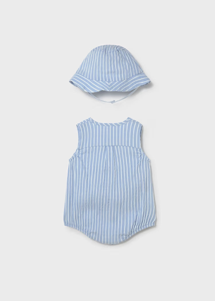 MAYORAL ROMPER + HAT SET - SKY