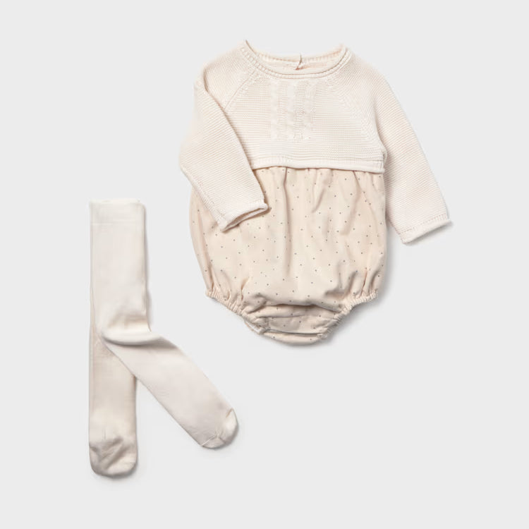 MAYORAL MIXED ROMPER WITH TIGHTS - POTTERY