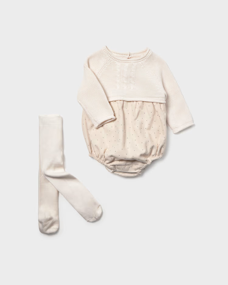 MAYORAL MIXED ROMPER WITH TIGHTS - POTTERY