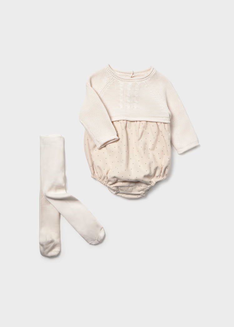 MAYORAL MIXED ROMPER WITH TIGHTS - POTTERY