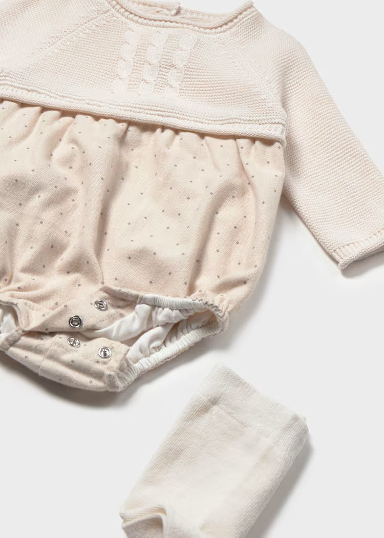 MAYORAL MIXED ROMPER WITH TIGHTS - POTTERY