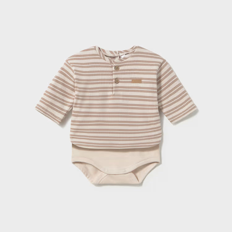MAYORAL STRIPED BODYSUIT - ALMOND