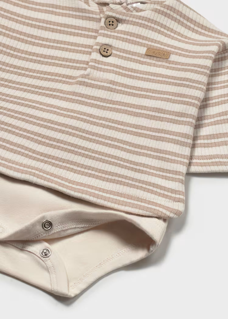 MAYORAL STRIPED BODYSUIT - ALMOND