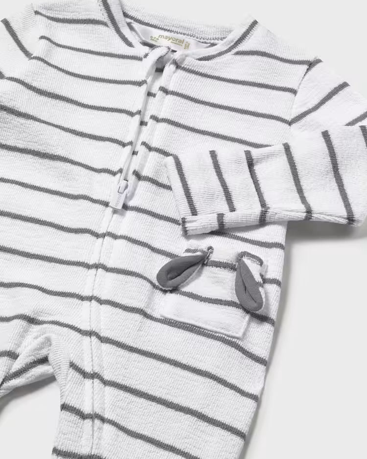 MAYORAL STRIPED SLEEPER - SLATE WHITE