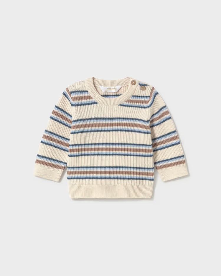 MAYORAL STRIPED KNIT CREWNECK - CREAM