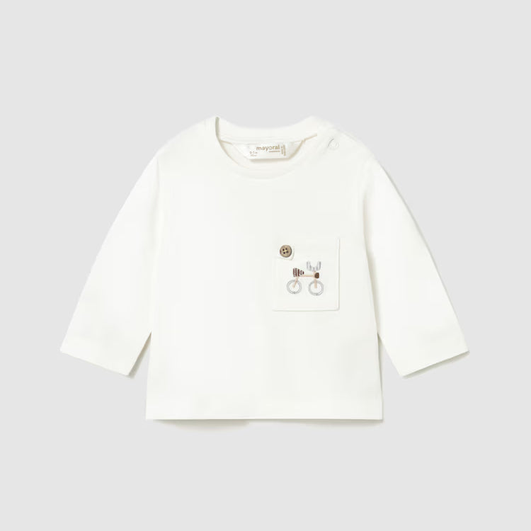 MAYORAL NEWBORN LS SHIRT - NATURAL