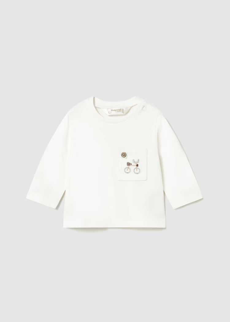 MAYORAL NEWBORN LS SHIRT - NATURAL