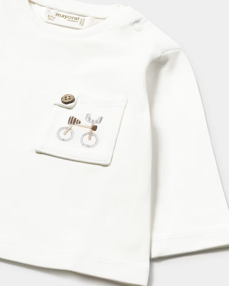 MAYORAL NEWBORN LS SHIRT - NATURAL