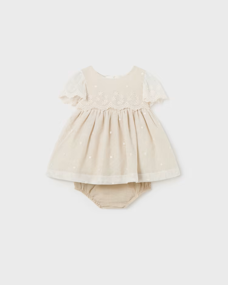 MAYORAL TULLE DRESS W BLOOMERS - NATURAL