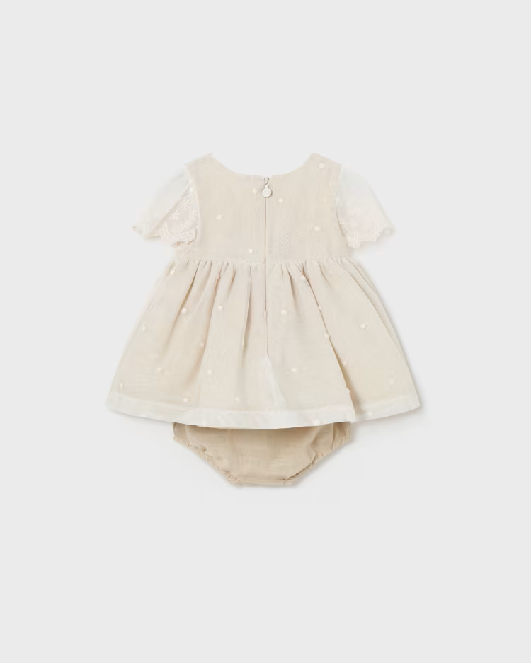 MAYORAL TULLE DRESS W BLOOMERS - NATURAL